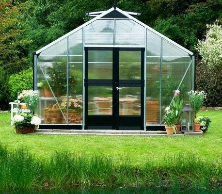 Serre de Jardin en polycarbonate de 16,8 m² avec embase - Vert - IXORA
